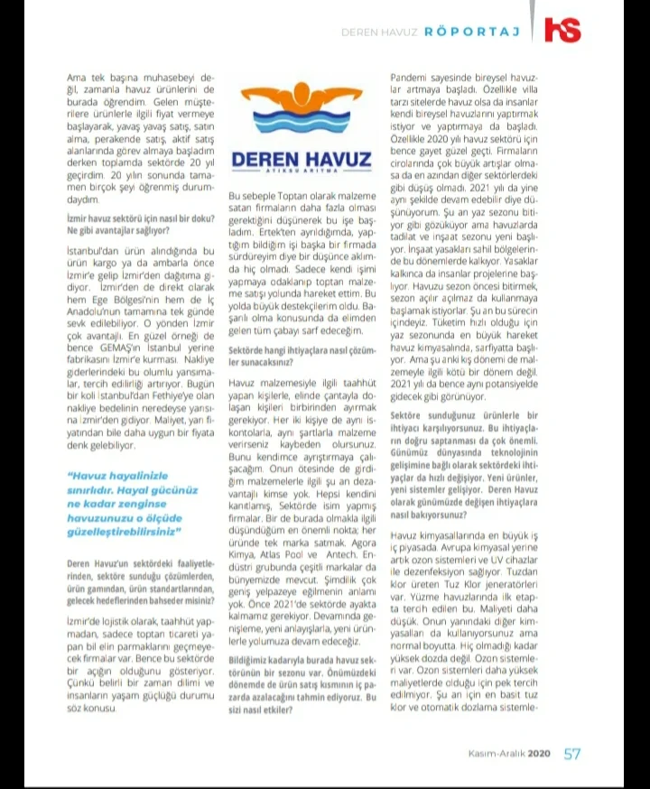 Deren Arıtma basın haberi 2